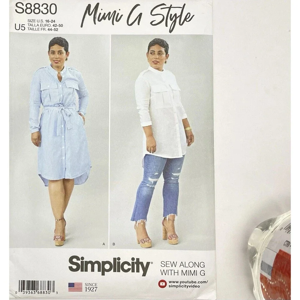 Simplicity S8830 Mimi G Style Shirt Dress Tunic Pattern Size 16-24 U5 UNCUT
